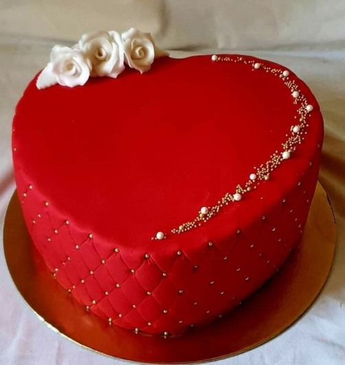 Fondant Heart Shape Red Velvet Cake