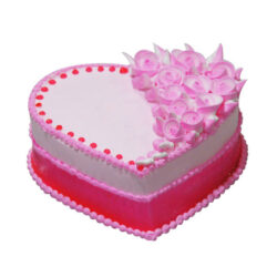 Eggless Strawberry Heart Cake