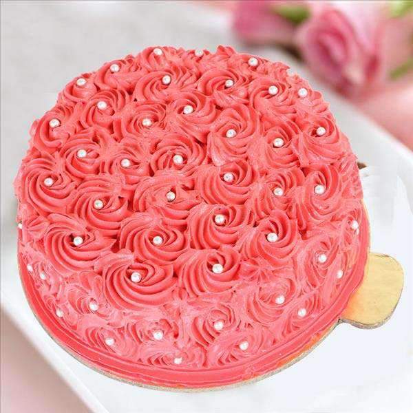 Pink Rose Strawberry Cake