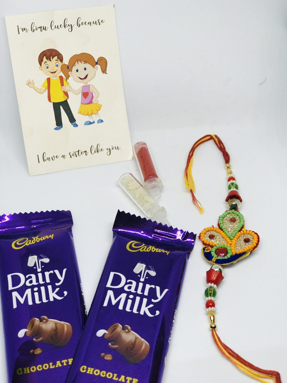 Beautiful Floral Brother Rakhi with Chocolate