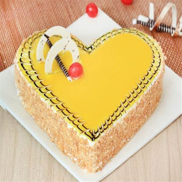 Heart Shape butterscotch Cake for Wife