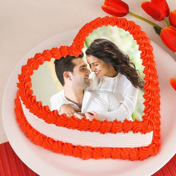 Loveable Heart Shape Photo Cake