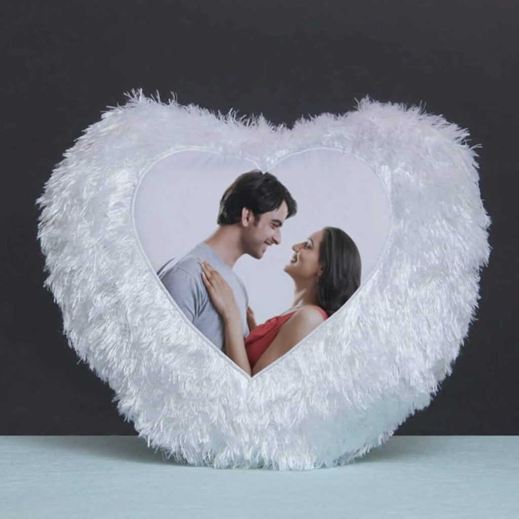 Heart Shape Photo Pillow For Couple