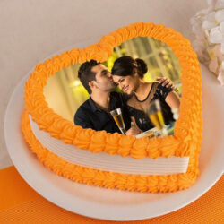 Pineapple Heart Shape Photo Cake