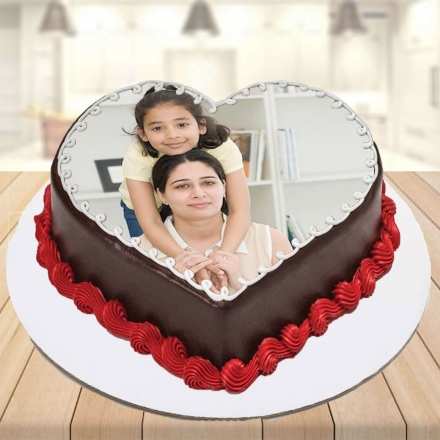Mother Daughter Love Chocolate Photo Cake