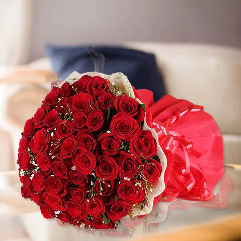 Vivid 50 roses bouquet