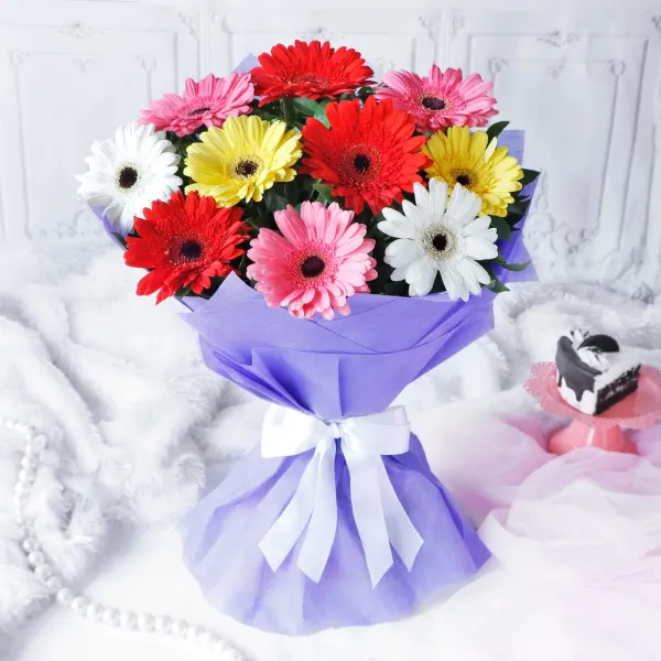 10 Mixed Gerberas Flower Bouquet