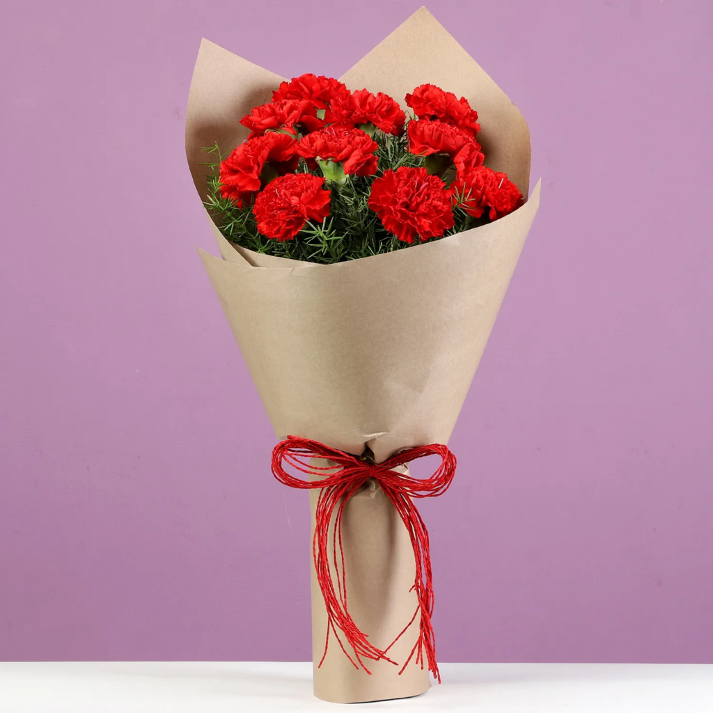 Bunch Of Red Carnation Flowers