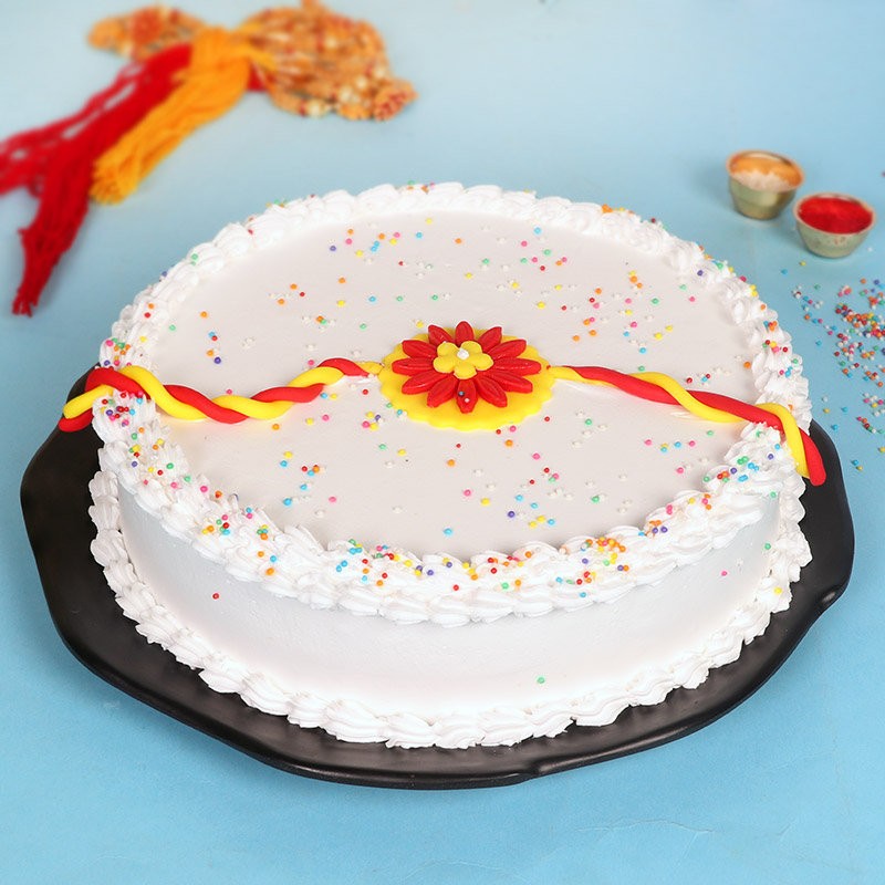 White Forest Rakhi Design Cake